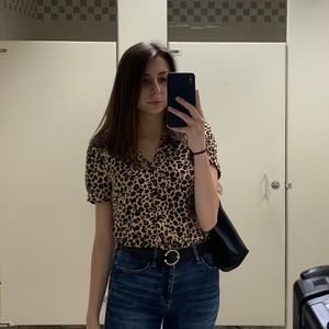 Short sleeve front tie cheetah top #croptop